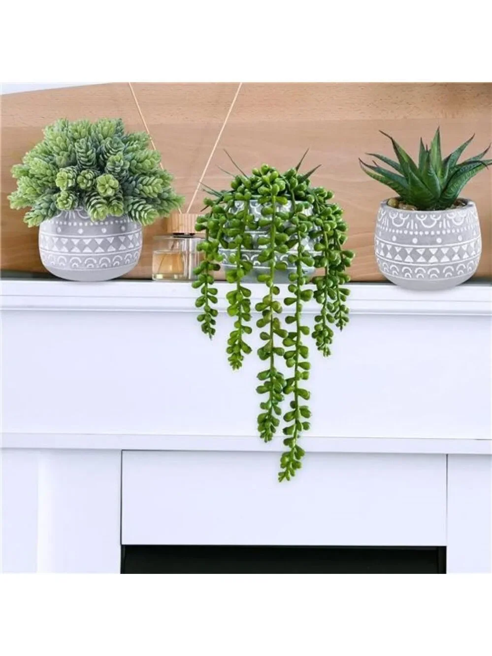 artificial succulent potted plants faux greenery for home office 3 set small
